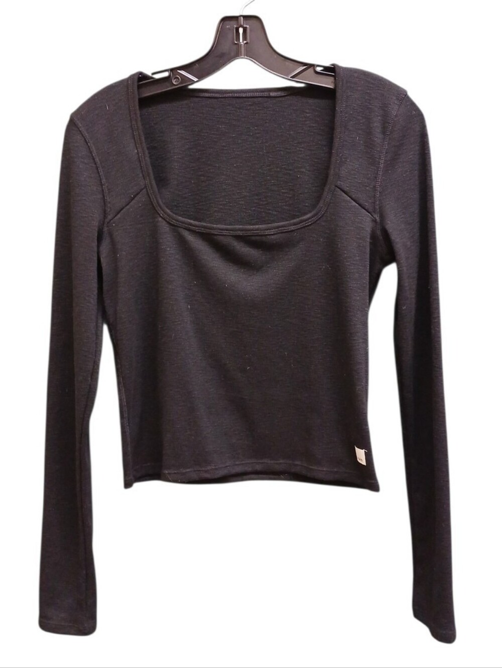 Vuori Sunrise Square Neck Solid Black Long-Sleeve Tee Size Medium